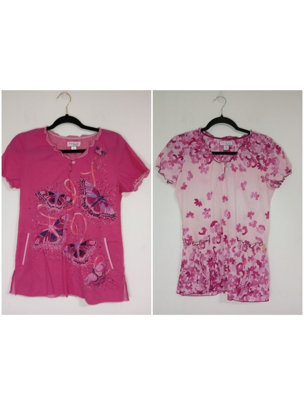 Koi By Kathy Peterson Scrub Top Pack 2 Butterfly Floral Print Size S 100% Cotton